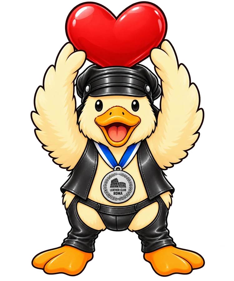 Dodo holding a large red heart above his head