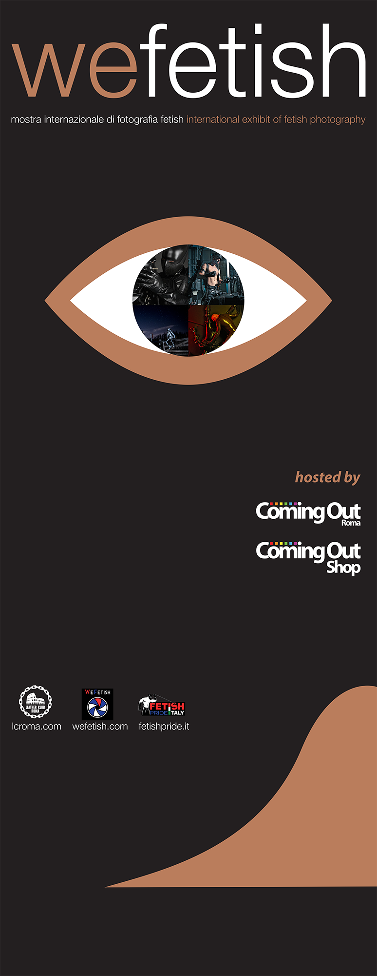 Historical WeFetish poster for Coming Out Roma and Coming Out Shop